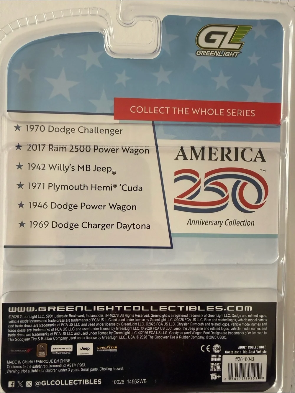 2017 Ram 2500 Power Wagon Toy Truck - American Flag Blue/White/Red
